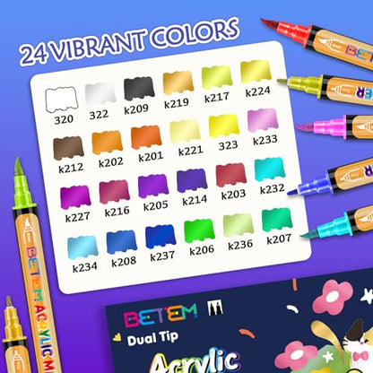 24 Metallic Paint Markers for Glass (24 Count)