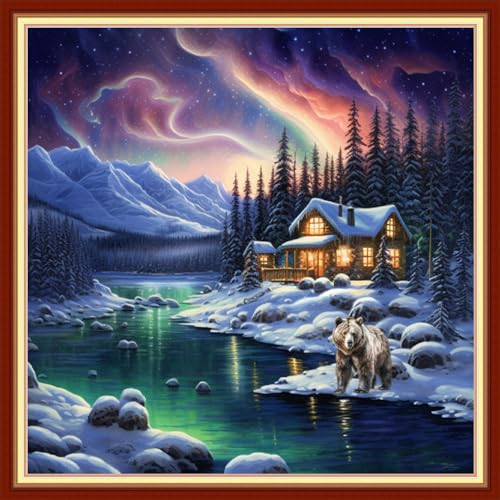 Stamped Cross Stitch Kits Full Range of Embroidery Needlework Starter Kits for Beginners Adults 11CT Embroidery Patterns Art Crafts DIY Needlepoint Kits
