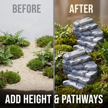 2 Pcs Curved Stone Steps Miniature Fairy Garden Accessories (2 Count)
