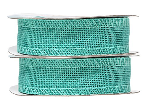 1 Inch Wide Turquoise Burlap Ribbon for Crafts (60 Foot)