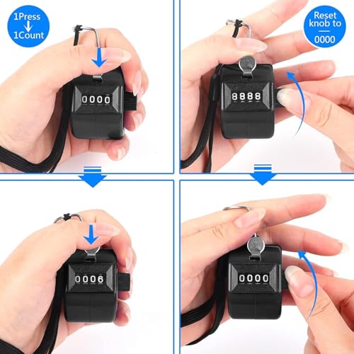 Black Handheld Tally Counter Clicker 4 Digital for School Event