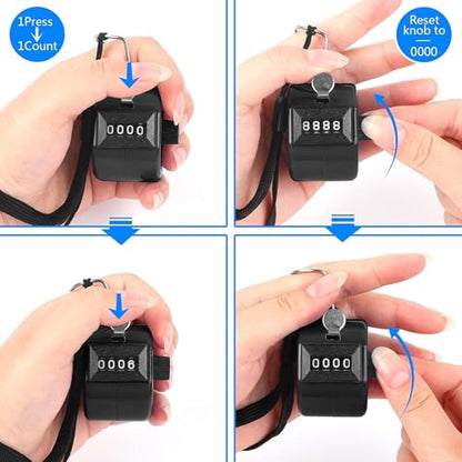 Black Handheld Tally Counter Clicker 4 Digital for School Event