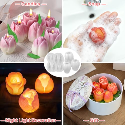 Tulip Candle Molds with Leaf Mold (4 Count)