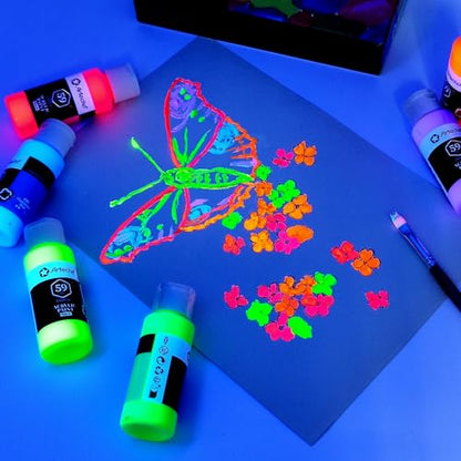 6 Neon Colors Acrylic Paint 59ml (12 Fl Oz)