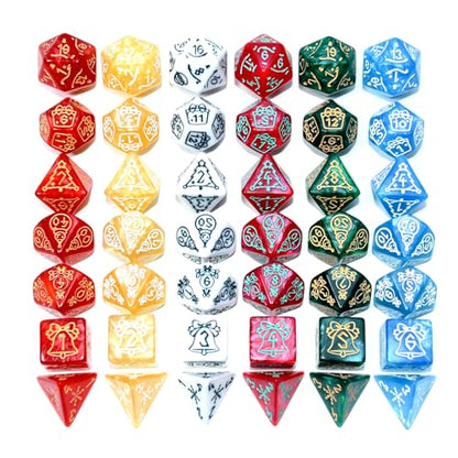 Double Colors Polyhedral Dice Sets with Pouches for D&D DND RPG MTG Dungeon and Dragons Table Board Roll Playing Games D4 D6 D8 D10 D% D12 D20 (42 Count)