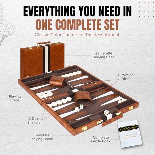 Premium Backgammon 18" Large Brown