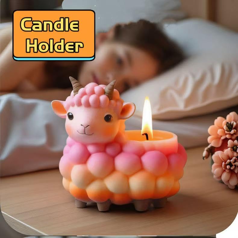 Animal Resin Molds Silicone 3D Cute Sheep Epoxy Resin Plaster Candle Holder Wax Molds for Candle Making