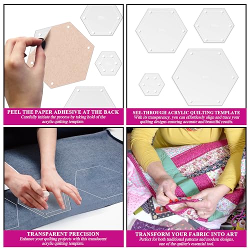 Hexagon Quilting Template Set (4 Count)