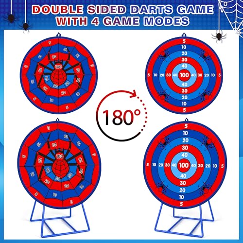 Large Double Sided Kids Dart Board with Stand (18 Count)