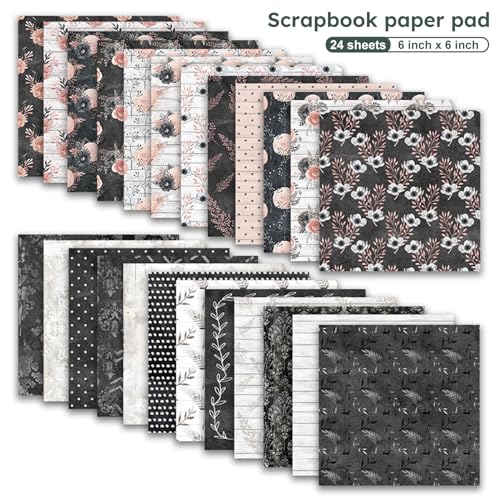 24 Sheets 6in Flowers Scrapbook Paper Pad (24 Count)