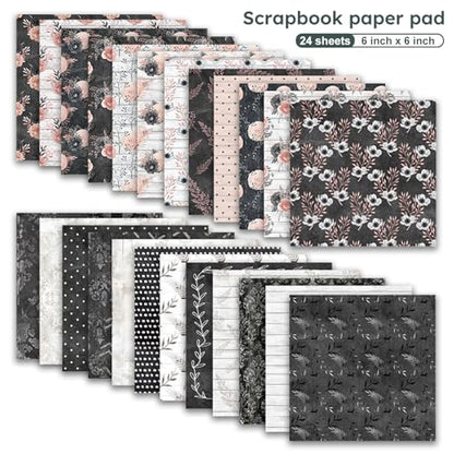 24 Sheets 6in Flowers Scrapbook Paper Pad (24 Count)