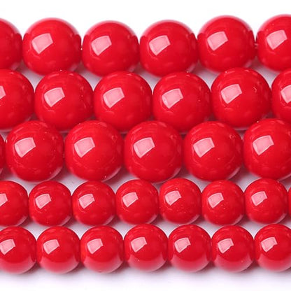 4MM Coral Red Glass Beads Natural Stone Crystal Energy Round Loose Beads for Jewelry Making Bracelet 90pcs 1 Strands 16"