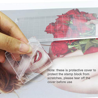 6 Pieces Stamp Blocks Acrylic Clear Stamping Blocks Tools with Grid Lines for Scrapbooking Crafts Making (6 Count)