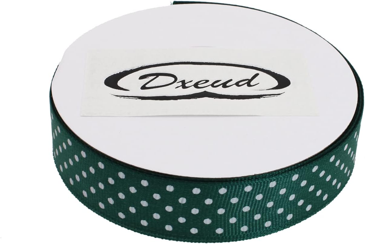 Polka Dot Grosgrain Ribbon 25 Yard Each Roll 100% Polyester (3/4", Dark Green) - Crafty Corner