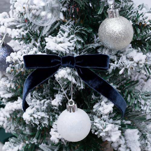 Vintage Navy Blue Velvet Ribbon Christmas Ribbon for Gift Wrapping Crafts Christmas Tree Ornaments Garland Decorations