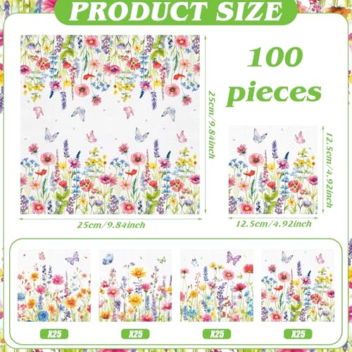 100 Pieces Summer Flower Cocktail Napkins 2 (100 Count)