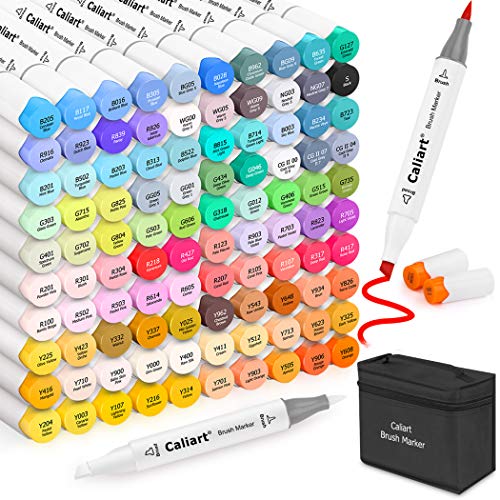 101 Colors Alcohol Markers Brush Tip Art Markers for Adult Coloring (101 Count)