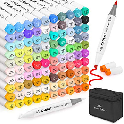 101 Colors Alcohol Markers Brush Tip Art Markers for Adult Coloring (101 Count)