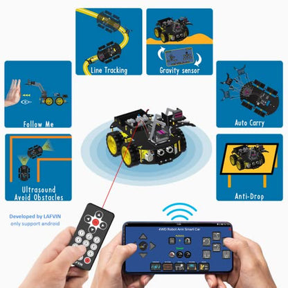 Mechanical 4WD Robot Arm Smart Car Kit