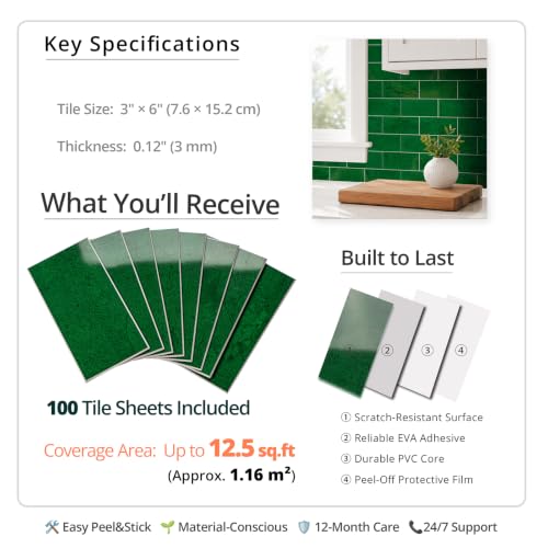 100 Pieces Peel and Stick Backsplash for Kitchen (12.5 Sq Ft)