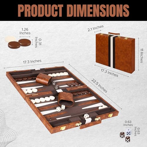 Premium Backgammon 18" Large Brown