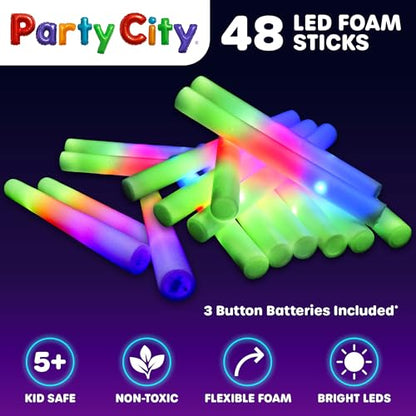 48pk LED Foam Glow Sticks 14”