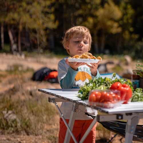 Outdoor Folding Portable Picnic Camping Table with Adjustable Height Aluminum Roll Up Table Top Mesh Layer