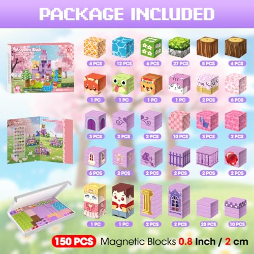 150Pcs 0.8in Magnetic Blocks for Girls (150 Count)