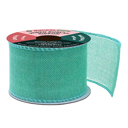 2.5 in Wide Turquoise Wired Burlap Ribbon for Crafts