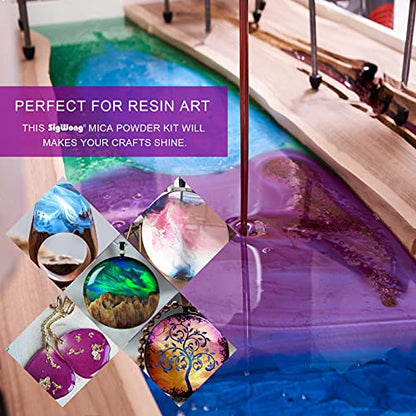 Mica Powder 32 Pearlescent Epoxy Resin Color Pigments Set (5.4 Ounce)