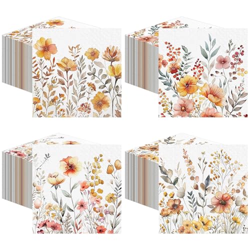 200 Pieces Fall Floral Cocktail Napkins 2