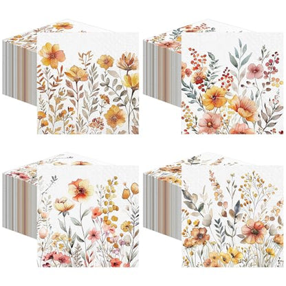 100 Pieces Fall Floral Cocktail Napkins 2 (100 Count)