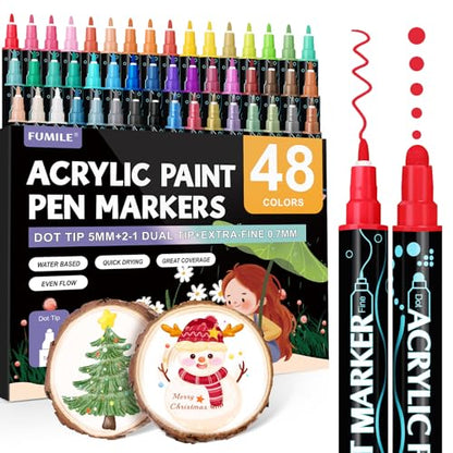 48 Colors Acrylic Paint Markers Set (48 Count)