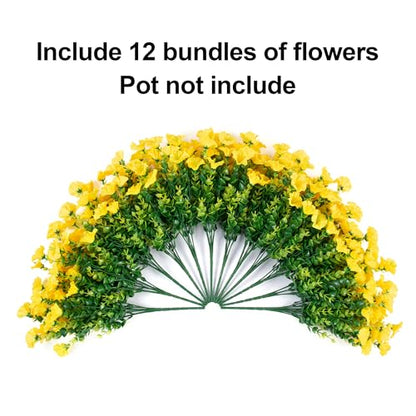 Artificial Flowers Fake Plants for Outdoors Decoration (12 Count)