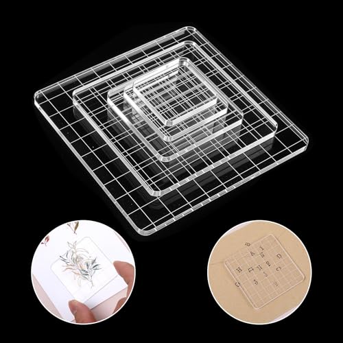 6PCS Acrylic Stamp Block with Grid Lines (6 Count)