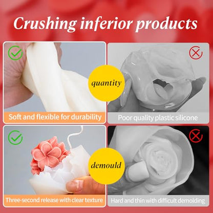 2Pcs Frangipani Flower Candle Wax molds Silicone Shapes for Wax Candles Making Valentine Flower Silicone Large Candle Wax Making molds for Candles moldes de silicona Flores para velas (2 Count)