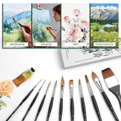 Watercolor Paint Brushes (10 Count)