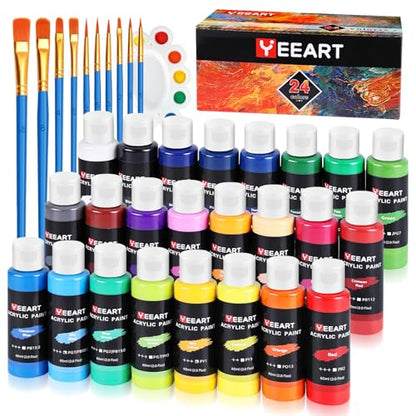 24 Colors Acrylic Paint Set (48 Fl Oz)