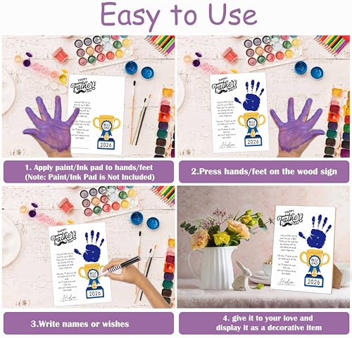 Best Dad DIY Handprint Art Wooden Making Sign