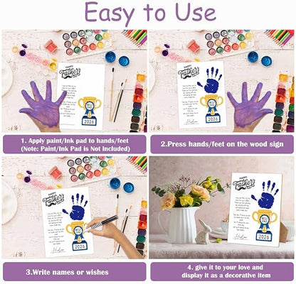 Best Dad DIY Handprint Art Wooden Making Sign