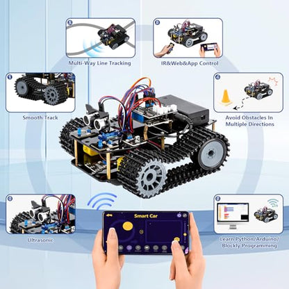 Smart Robot Tank Car Kit with ESP32 for Arduino Robotics for Kids Ages 8