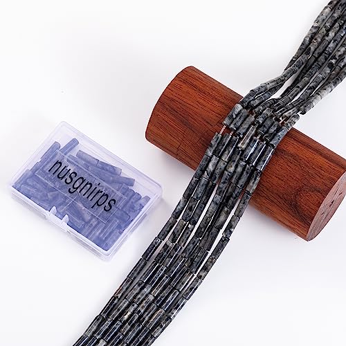 Natural Black Spectrolite Cylinder Tube Beads 4x13mm 38cm (28 Count)