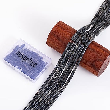Natural Black Spectrolite Cylinder Tube Beads 4x13mm 38cm (28 Count)