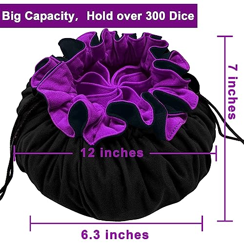Large Dice Bag with Pockets Big Capacity Dice Bag Drawstring Pouch