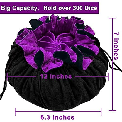 Large Dice Bag with Pockets Big Capacity Dice Bag Drawstring Pouch
