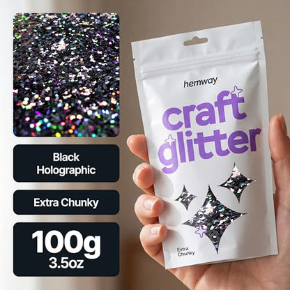 Craft Glitter Black Holographic 100g Extra Chunky Glitter (3.5 Ounce)