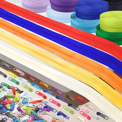 77.5 Yards 25 Pieces Sewing Zippers #3 Nylon Coil Zippers Assorted Zipper for Sewing with 150 Zipper Sliders for DIY Tailor Sewing Crafts Supplies (25 Count)