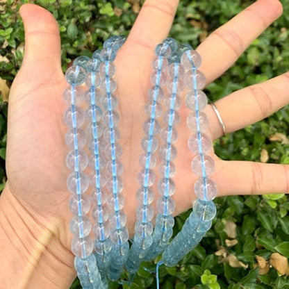 35pcs Adabele Natural Blue Topaz Healing Gemstone 10mm Round Loose Beads Gem Stone Spacer for DIY Craft Jewelry Making GE5 (34 Count)