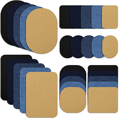 30 Pieces Iron on Fabric Patches Fabric Repair Patches Twill Clothing Repair Patch Kit for Jacket Clothes (30 Count)