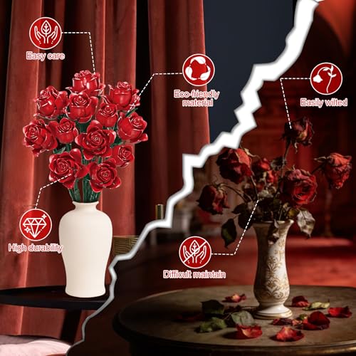 Red Roses Building Blocks Set